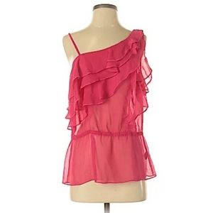 One shoulder Express pink blouse